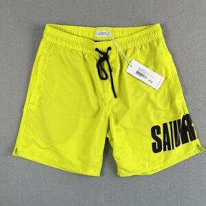 Saturdays NYC Timothy Accordion Chartreuse Green 7” Inseam Swim Short‎ Men’s XS